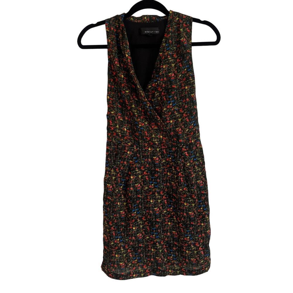 Adelyn Rae Black Paint Splatter Print Sleeveless Sheath Dress XS